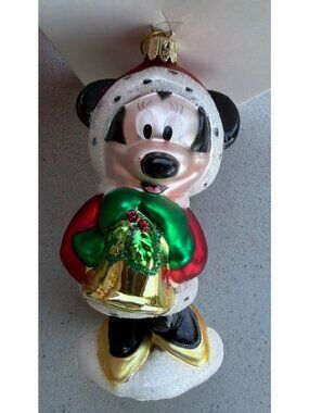 VINTAGE Disney's Energizer Minnie Mouse Hand Blown Glass Christmas Ornament